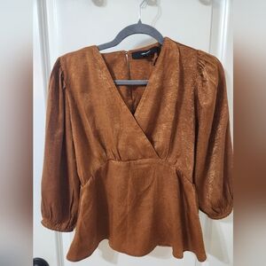 Vero Moda Rust Brown V-Neck Blouse